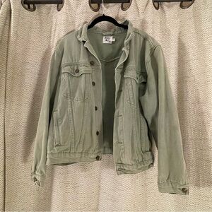 Princess Polly Sage Green Oversized Denim Jacket